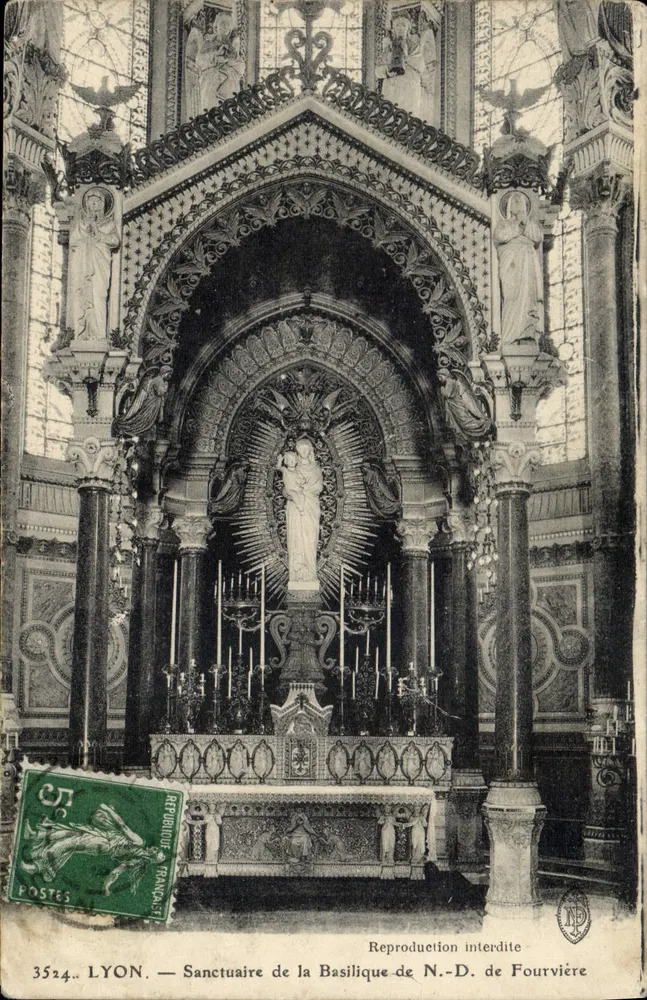 LYON — Heiligtum der Basilika N.-D. de Fourvière — Nachahmung verboten - Vorderseite