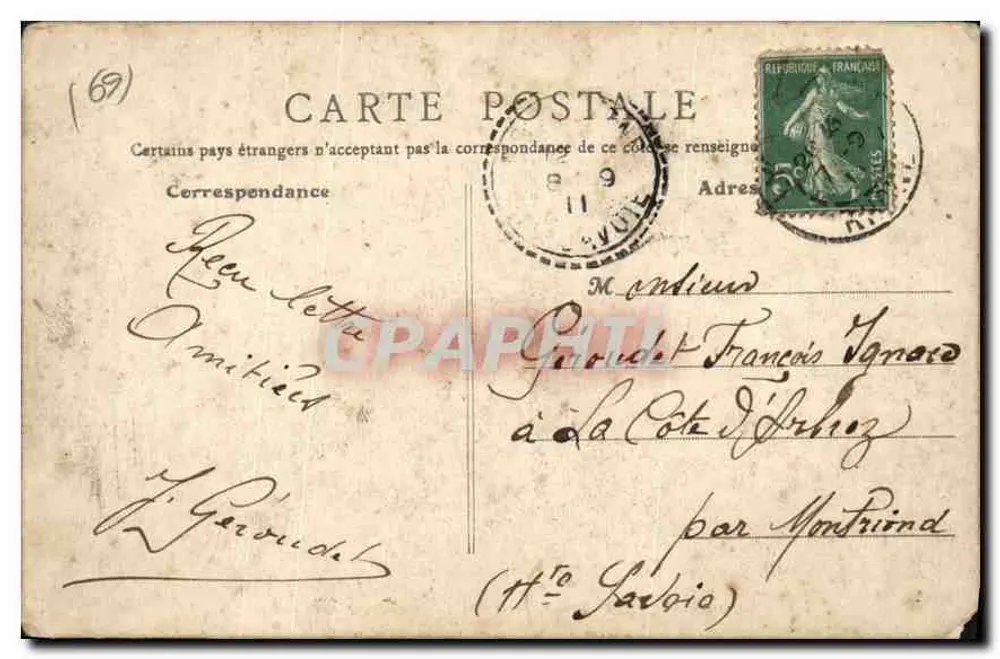Lyon - Ansicht über die Saône, aufgenommen von den Chartreux — B. F., Paris - Rückseite