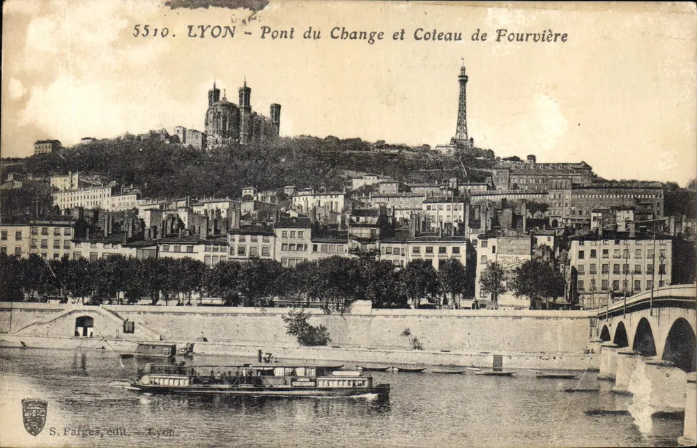 LYON - Pont du Change und Coteau de Fourvière — S. Farges, Verlag — n° 5510 - Vorderseite