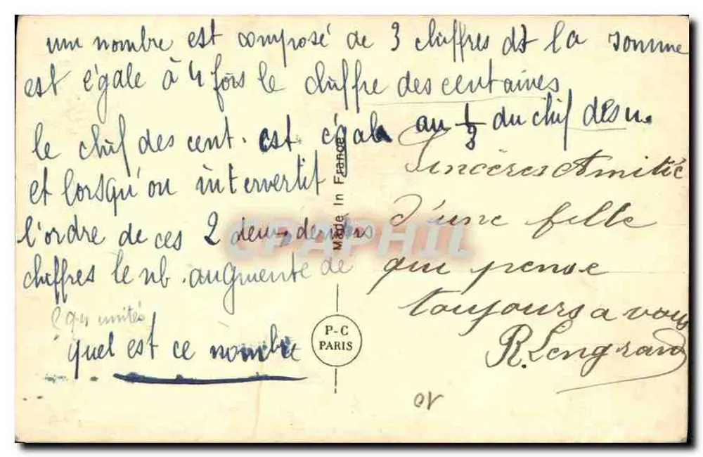 Jovem mulher — retrato — PC Paris, n° 1936 - Verso