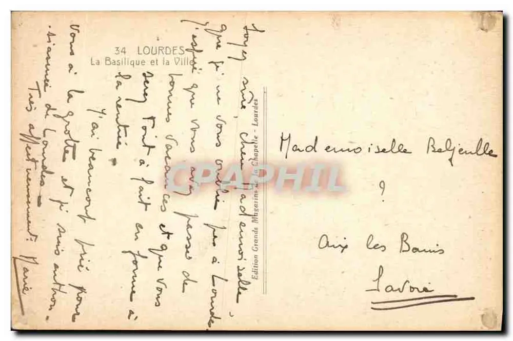 Lourdes — A Basílica e a Cidade — Edição Grande Magasin - Lourdes - Verso