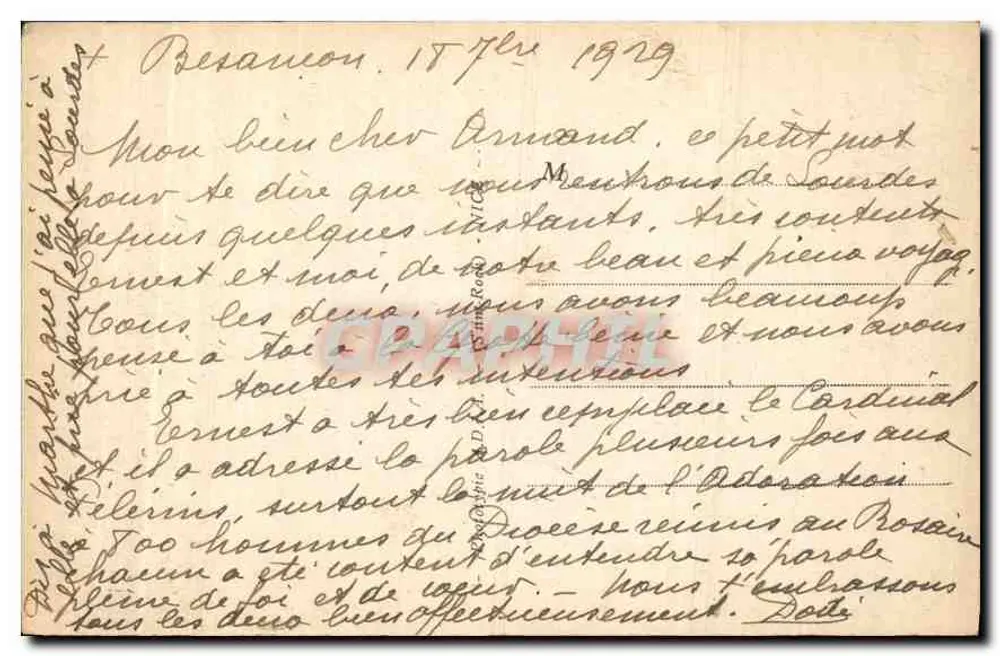 Lourdes — Das Schloss und der Gave — unbekannter Verlag, n° 2343 - Rückseite