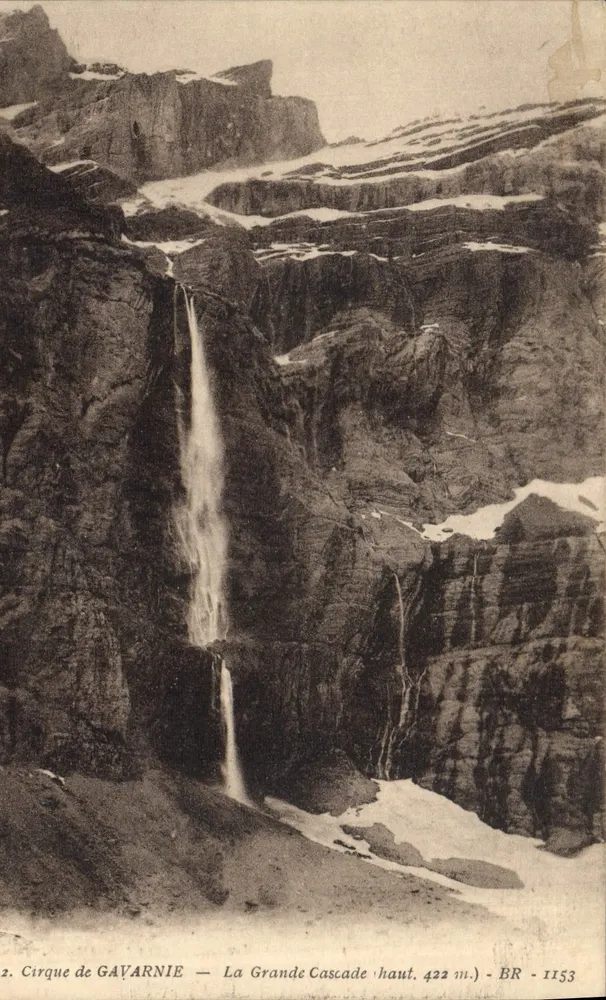 Cirque de GAVARNIE — A Grande Cascata (alt. 422 m.) — BR - II53 - Frente