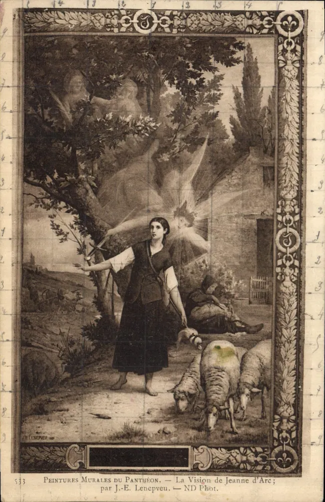Die Vision der Jeanne d'Arc — Wandmalereien des Panthéons — von J.-E. Lenepeu — ND Phot. - Vorderseite