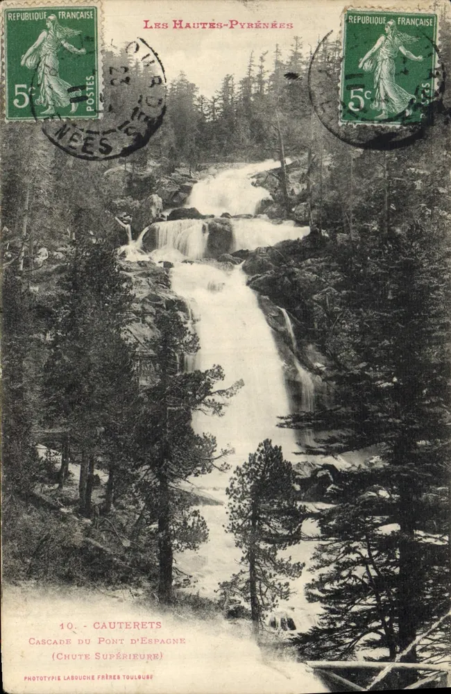 Cascade du Pont d'Espagne (Chute Supérieure) — Les Hautes-Pyrénées — Phototypie Labouche Frères Toulouse - Vorderseite
