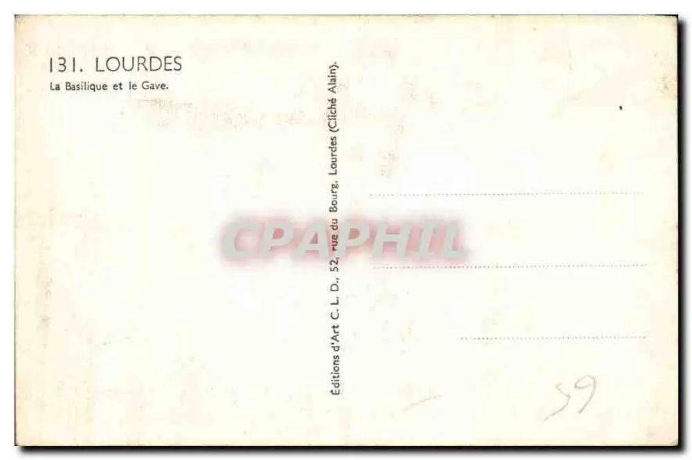 Lourdes — A Basílica e o Gave — Éditions d'Art C. L. D., Lourdes - Verso