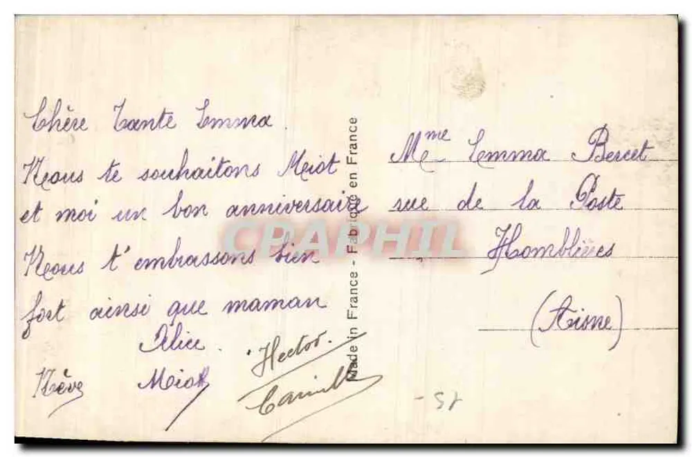 Menina com rosas — Aniversário — Bleuet, Paris, n°466 - Verso