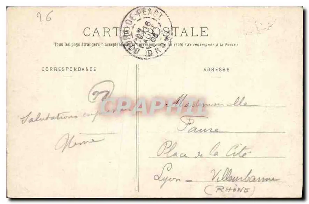 Route des Goulets (Drôme) — túnel rochoso — Coleção P. Peyrouze, Valence, n°222 - Verso