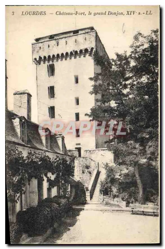 Lourdes — Schloss-Festung, der große Bergfried, 14. Jh. — LL - Vorderseite