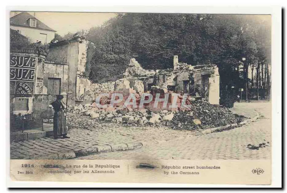 Suzée — Die Straße der Republik bombardiert von den Deutschen — Verlag B+D, Nr. 7ma - Vorderseite