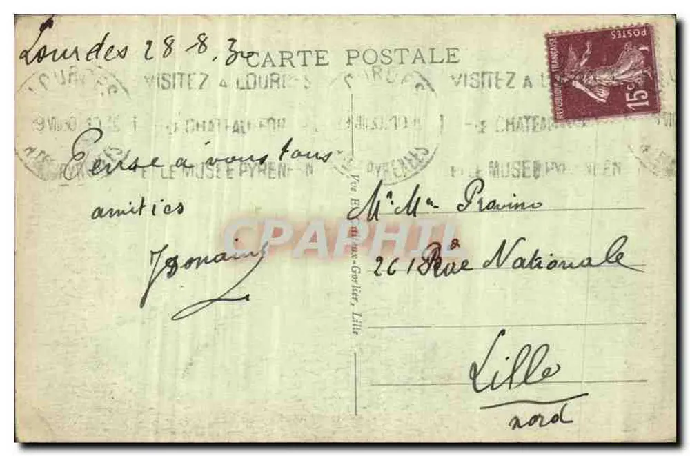 Lourdes - O Gave - E.C. - n°19 - Verso