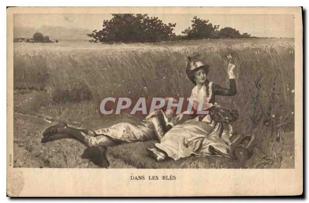 Mulher deitada em um campo de trigo — ilustração — editor não visível - Frente