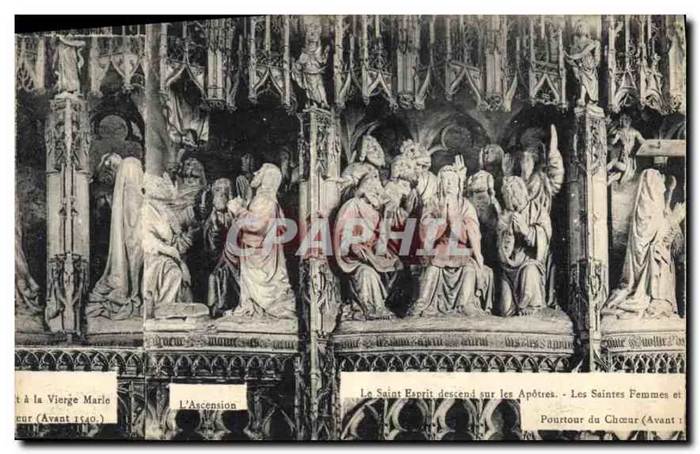 Auferstehung und Heiliger Geist — Die Apostel und die Heiligen Frauen — Altar der Jungfrau Maria (Vor 1540) - Vorderseite