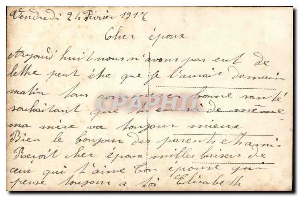Młoda kobieta w sukni z paskami — portret w złotym ramie — kartka pocztowa datowana 1914 - Rewers