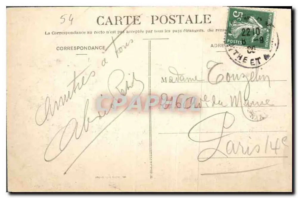 NANCY - O Arco do Triunfo — editor IMP. ROYER & C°, NANCY - Verso