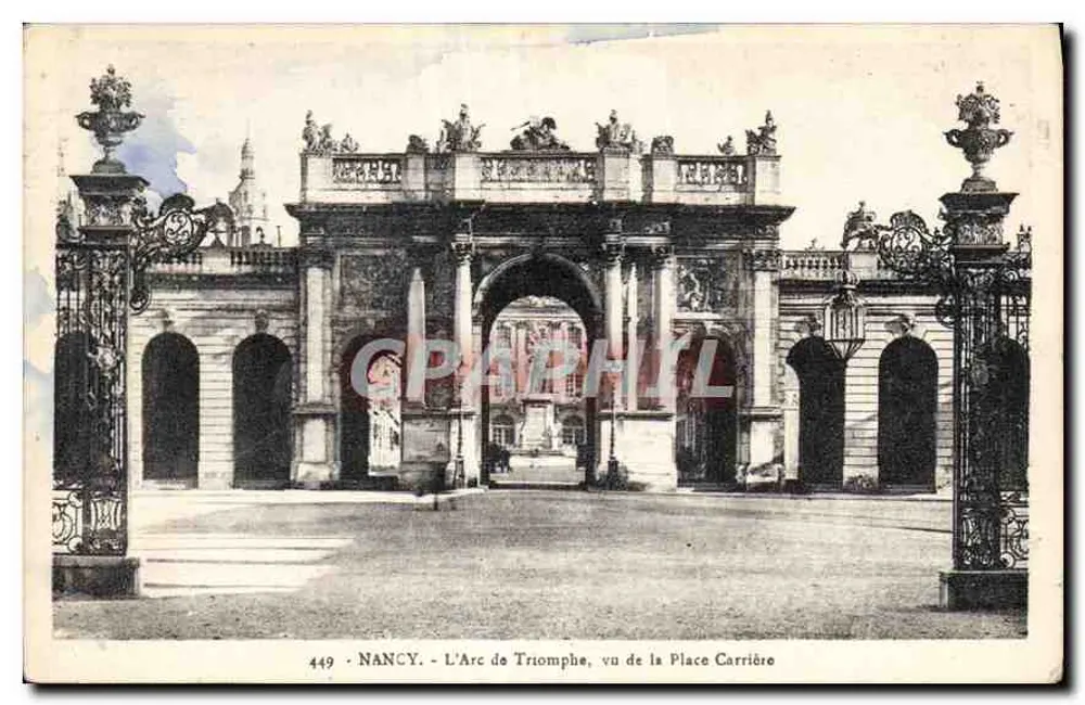 NANCY - Der Triumphbogen, gesehen von der Place Carrière — Kunstausgabe V. Lefèvre, Nr. 449 - Vorderseite