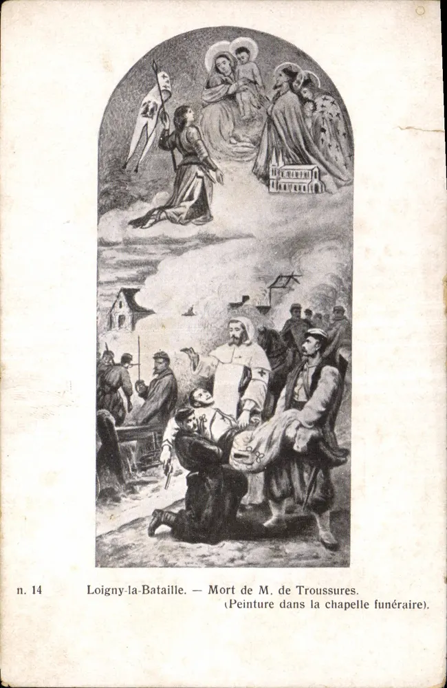 Loigny-la-Bataille — Muerte del Sr. de Troussures — Pintura en la capilla funeraria, n° 14 - Anverso