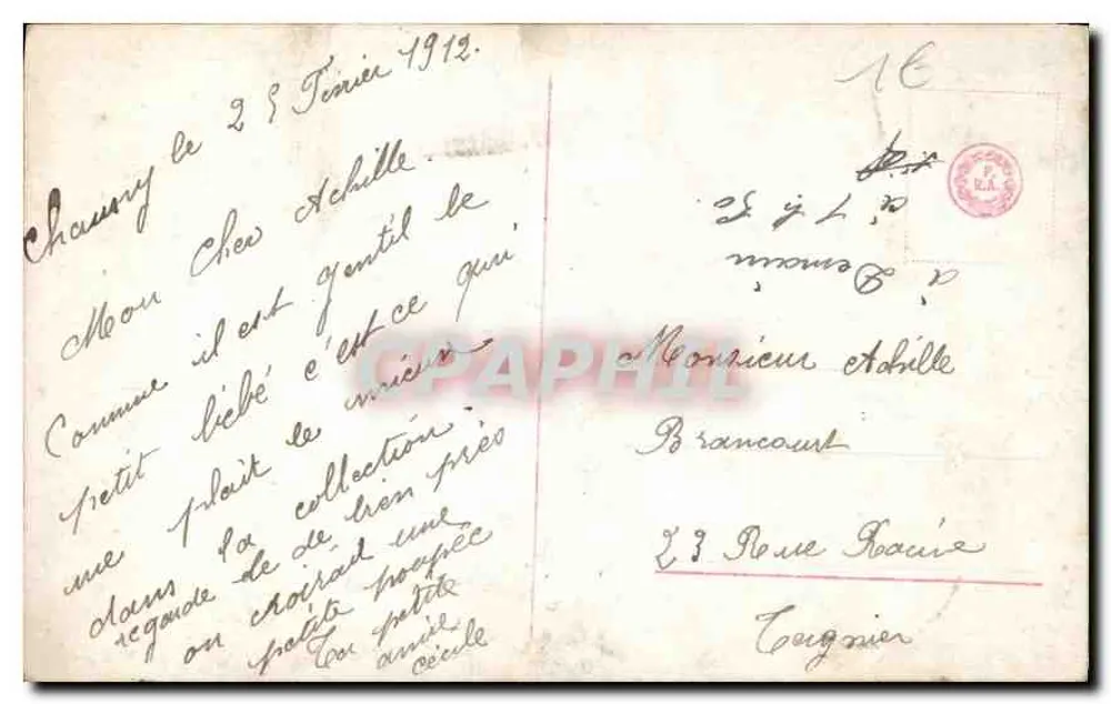 Pais resolvendo olhar para seu recém-nascido — estúdio fotográfico — L'Avenir, n°3331/3 - Verso