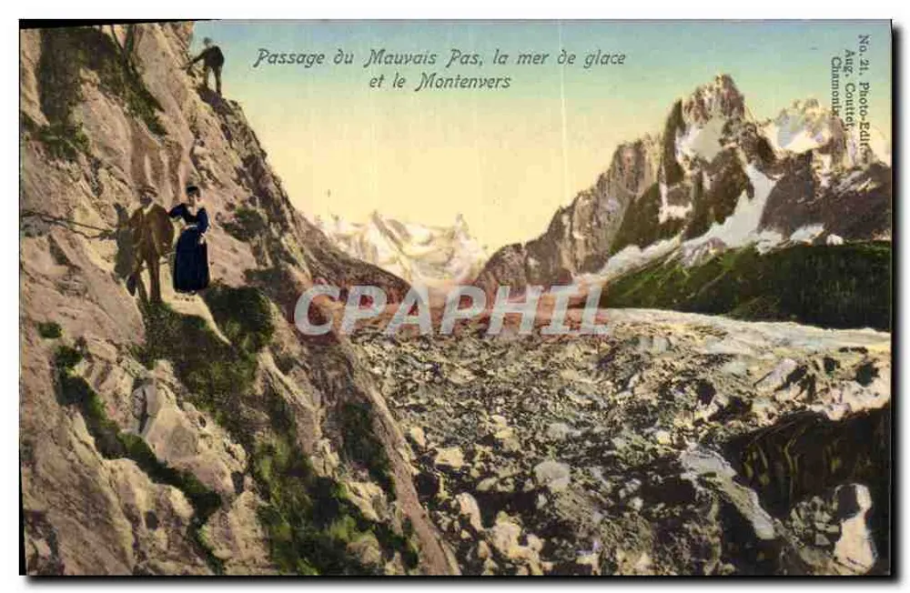Passage du Mauvais Pas, das Eismeer und Montenvers — Aug. Couttet, Chamonix, Nr. 24 - Vorderseite