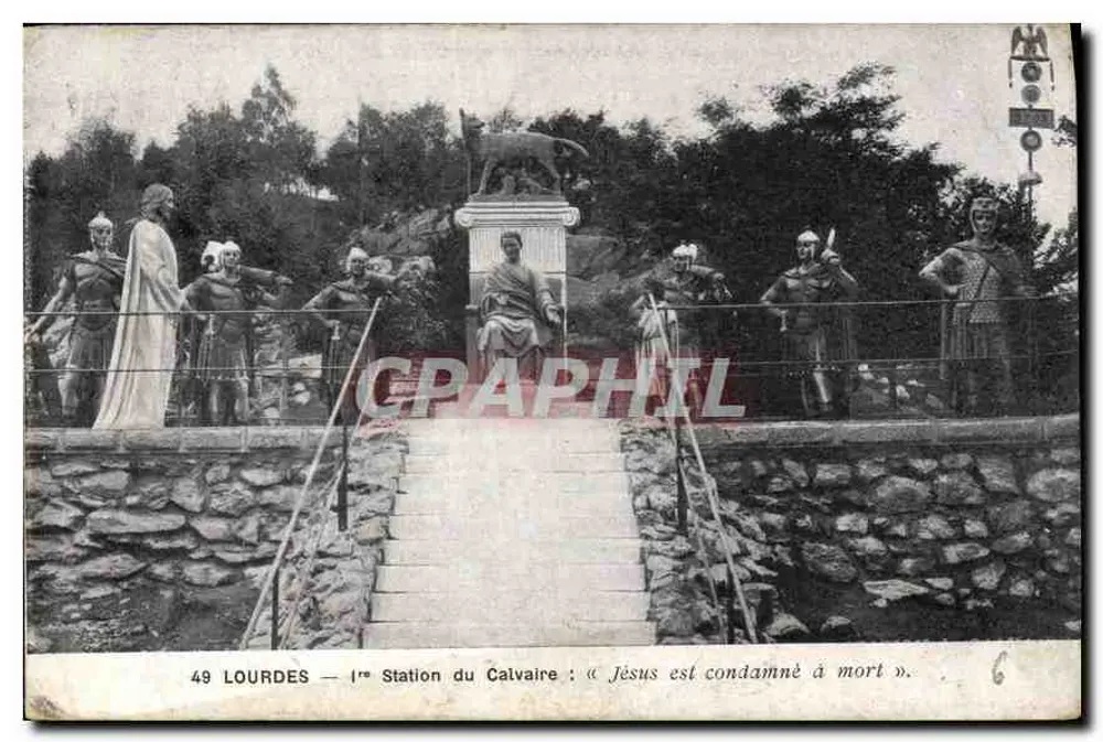 Lourdes — 1. Station des Calvariums: « Jesus wird zum Tode verurteilt » — Edition F. Viron, n° 6 - Vorderseite