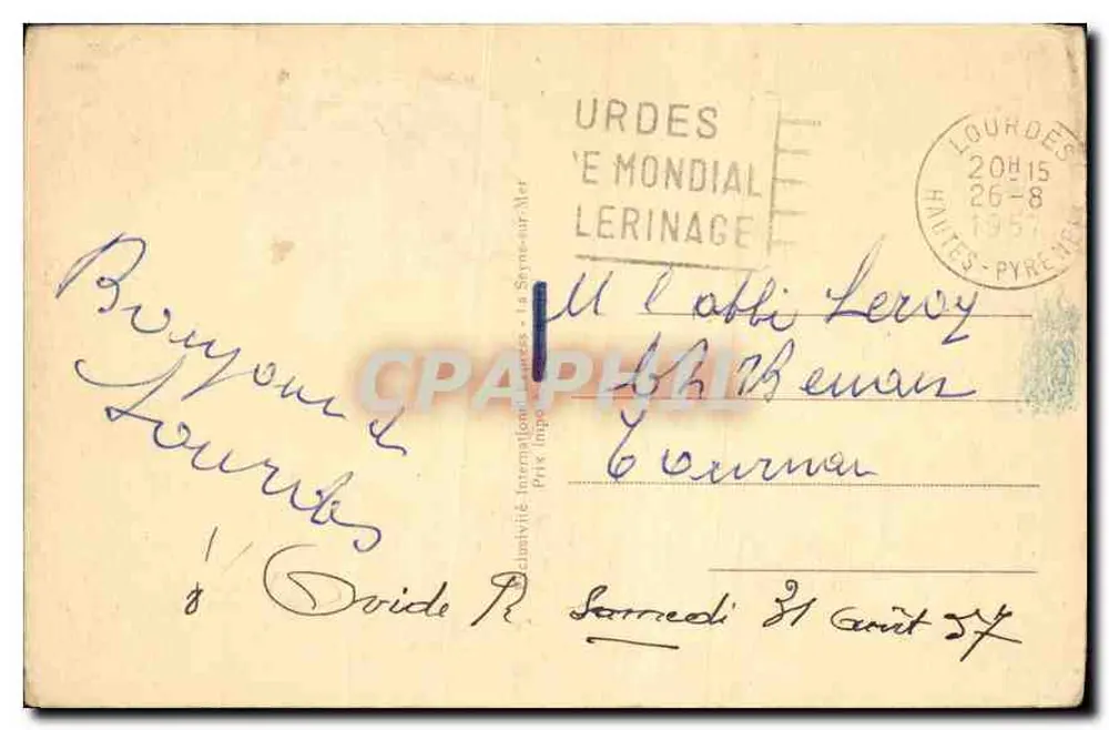 Bernadette voltando de Bartrès à noite das aparições — S. Härmann, Lourdes, Julho 1934 - Verso
