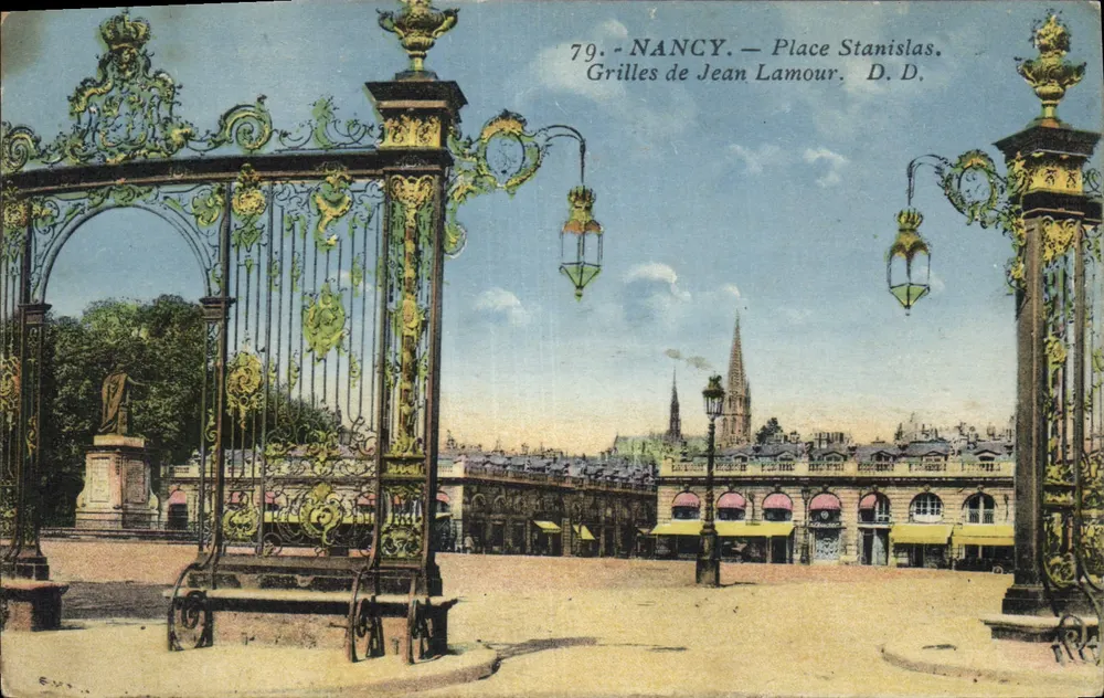 NANCY — Plaza Stanislas — Grillos de Jean Lamour, D.D. - Anverso