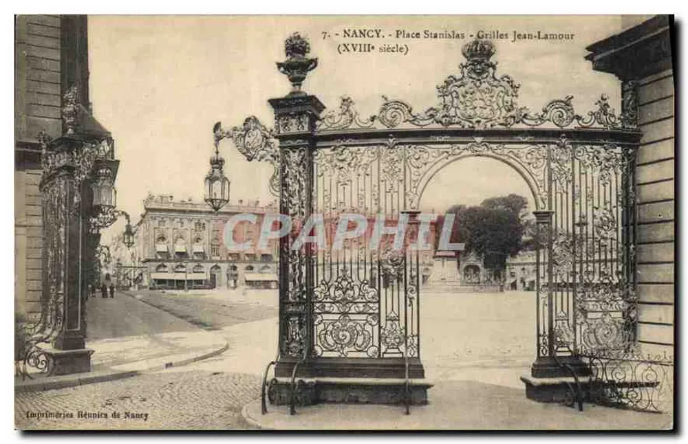 Nancy - Piazza Stanislas - Grilles Jean-Lamour (XVIII secolo) - Recto