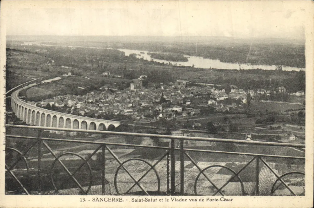 Sancerre - Saint-Satur und der Viaduc von Porte-César gesehen — J. Hénaud, Sancerre, verbotene Ausgabe, n°13 - Vorderseite