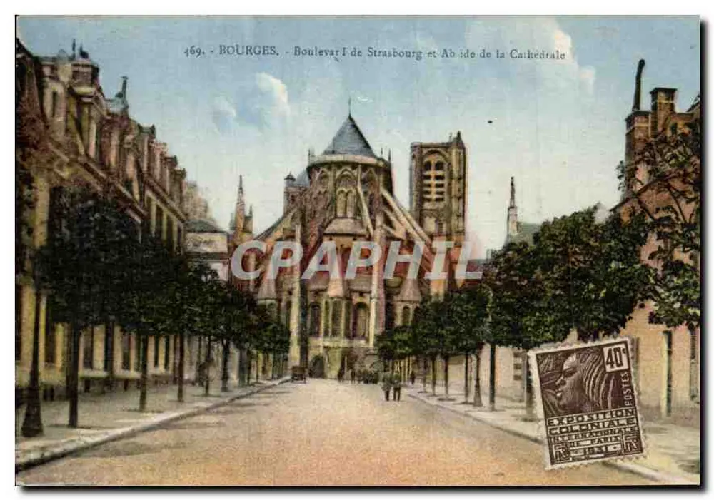 Bourges - Boulevard de Strasbourg en Abside van de Kathedraal — E. Maguiaire, n°469 - Voorkant