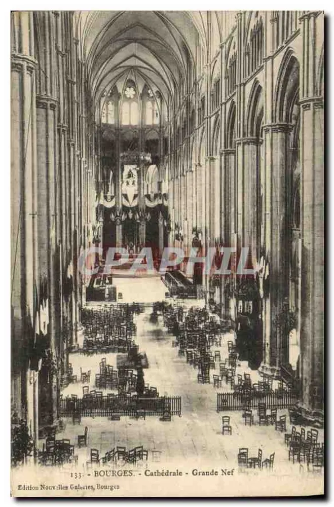 Bourges — Katedra — Duża nawę — Wydawnictwo Nouvailles Galeries, nr 133 - Awers