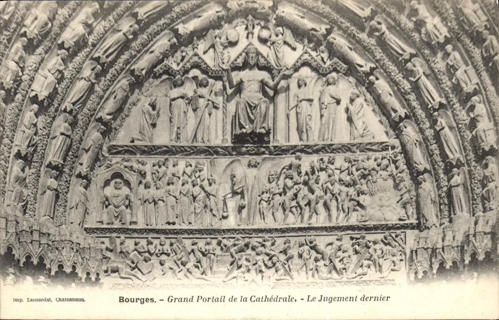 Bourges — Großer Portal der Kathedrale — Das Gericht am Jüngsten Tag — Imp. Laussedat, Châteauneuf - Vorderseite