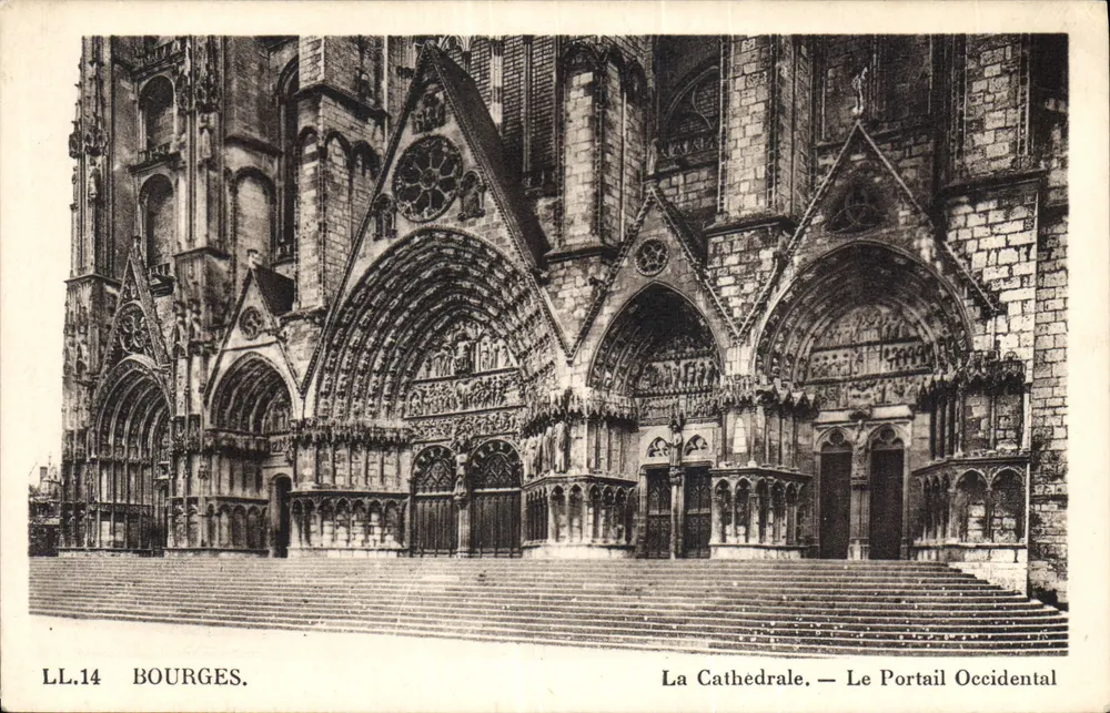 Bourges — A Catedral — O Portal Ocidental — LL.14 - Frente