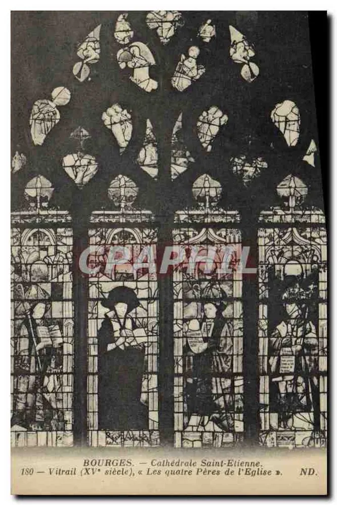 Bourges — Kathedrale Saint-Étienne — 15. Jahrhundert Glasfenster, Die vier Väter der Kirche - Vorderseite