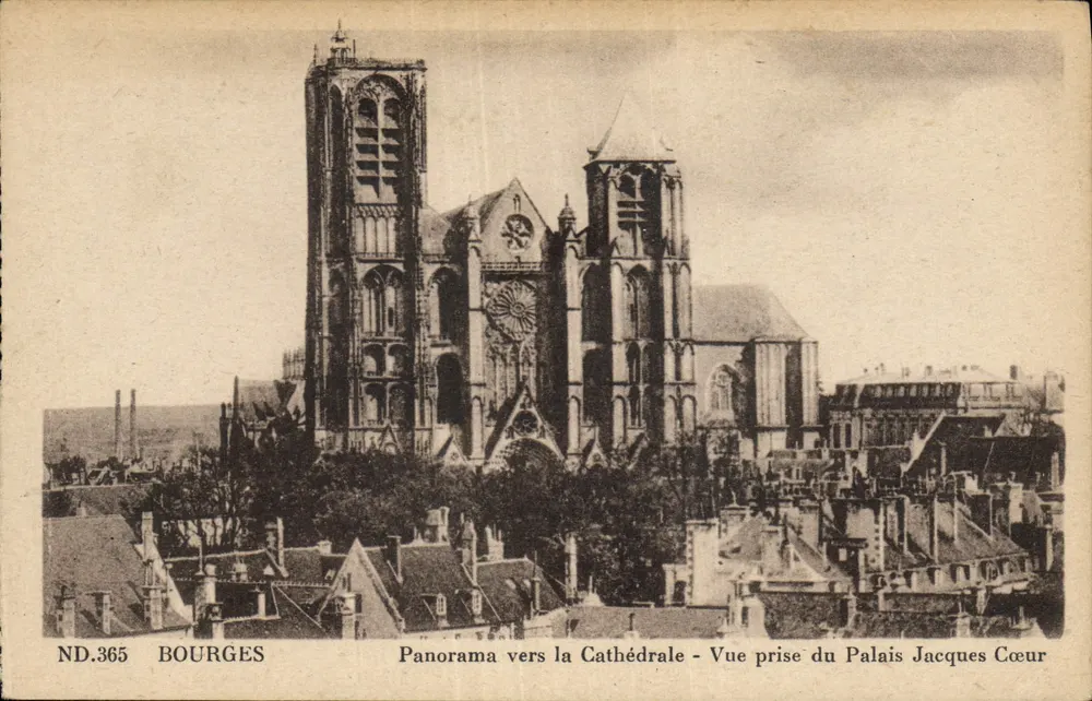 Bourges — Panorama in Richtung der Kathedrale — Aufnahme vom Palais Jacques Cœur — ND.365 - Vorderseite