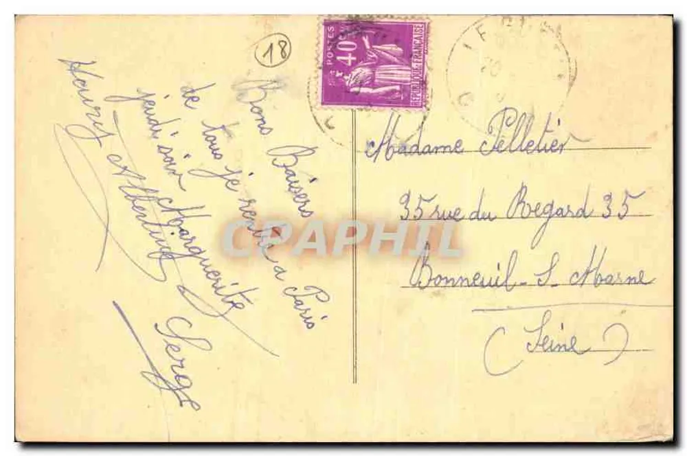 Bourges — Vue du Jardin des Prés Fichaux — P. Marguerita, arch. P.G.T., Bourges - Verso