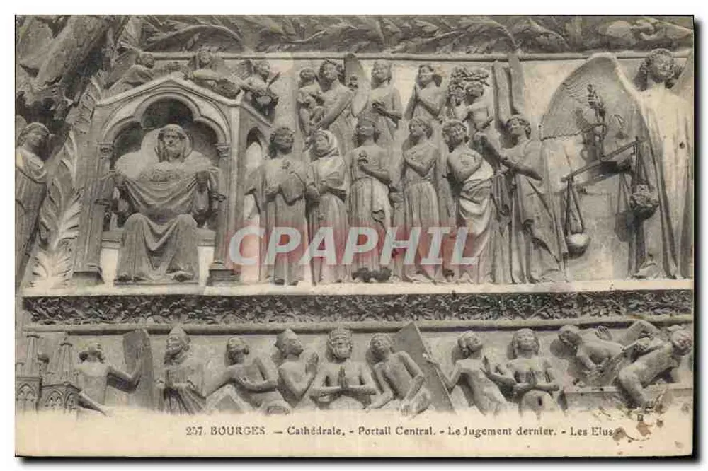 Bourges — Kathedrale, Hauptportal — Das Gericht des Letzten Tages — Die Auserwählten - Vorderseite