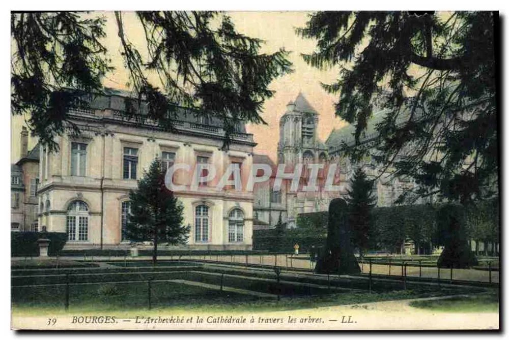Bourges — Das Erzbistum und die Kathedrale durch die Bäume — LL. - Vorderseite