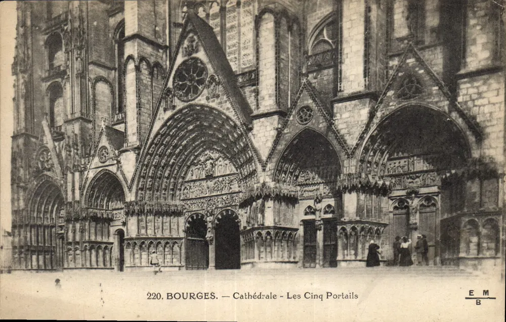 Bourges — Catedral — Os Cinco Portais — Editor E.M.B. n°220 - Frente