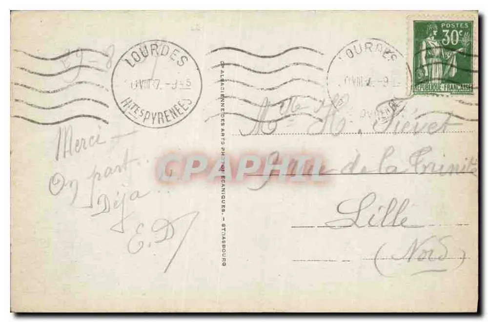 Lourdes - Der Engel am Eingang zum Calvary — Verlag: Calalaienne des Arts Photographiques - Rückseite