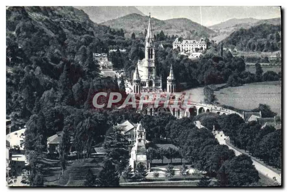 Lourdes — Die Basilika und das Interalliierte Denkmal vom Schloss-Fort aus — Douchet-Edition - Vorderseite