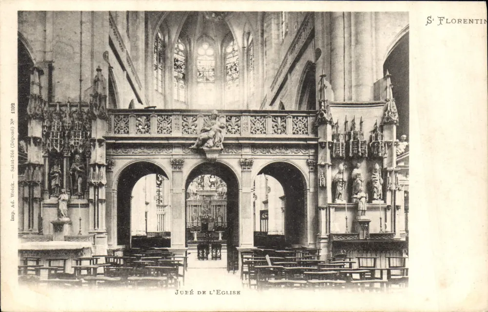 Wnętrze kościoła Świętego Florentyna — widok z jubé — Imp. Adolphe Wolck, n° 1393 - Awers