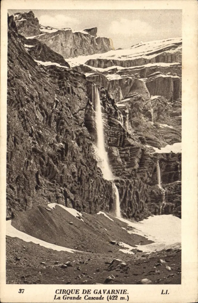 Circo de Gavarnie — A Grande Cachoeira (422 m.) — LL. n° 37 - Frente