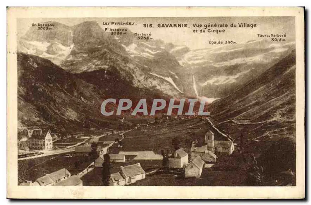 Gavarnie — Allgemeiner Blick auf das Dorf und den Cirque — unbekannter Verleger, Seriennummer 313 - Vorderseite