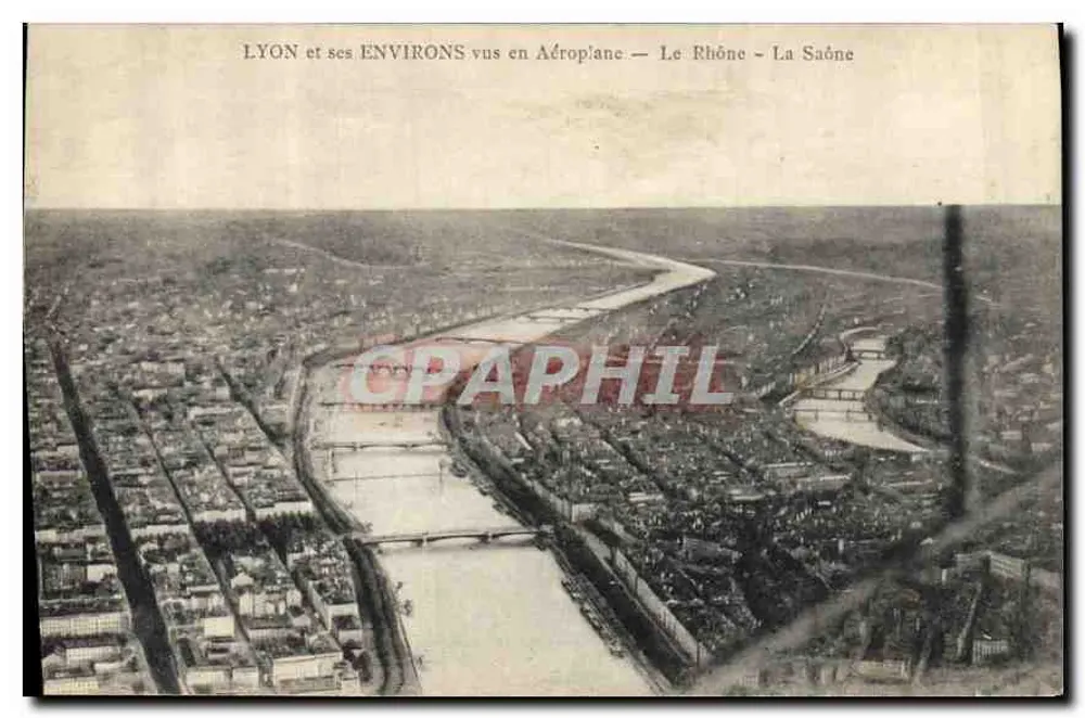 LYON und seine UMLANDGEBIETE aus der Luft gesehen — Der Rhône — Der Saône - Vorderseite