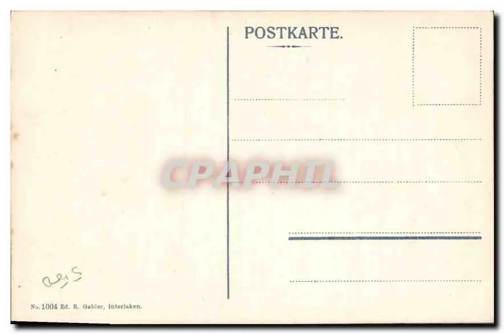 Beatushöhlen bij het Thunersee — Justuswand — Ed. R. Gablier, Interlaken, n°1004 - Achterkant