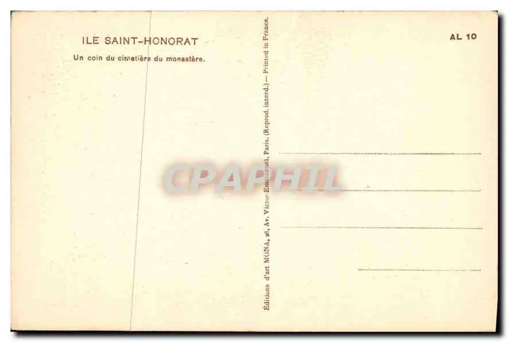 Insel Saint-Honorat — Ein Eckbereich des Klosterfriedhofs — Art Editions MONA, Paris - Rückseite