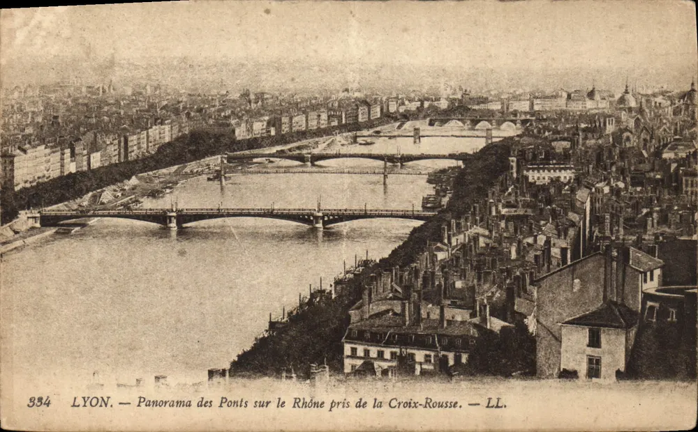 LYON — Panorama der Brücken über den Rhône von der Croix-Rousse — LL. - Vorderseite