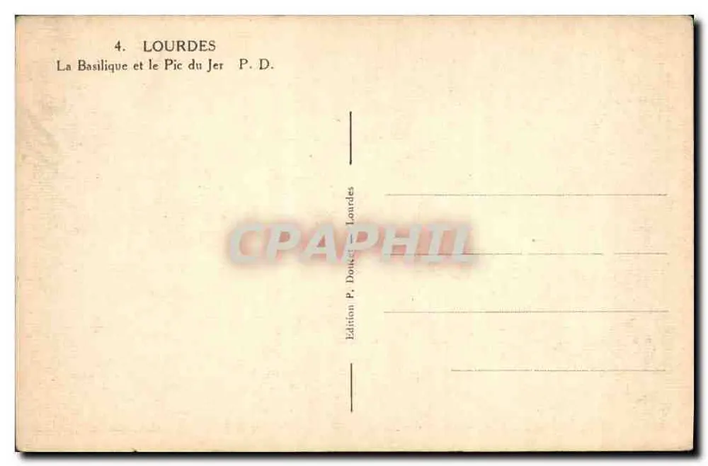 Lourdes — A Basílica e o Pic du Jer — Edição P. Douket - Verso