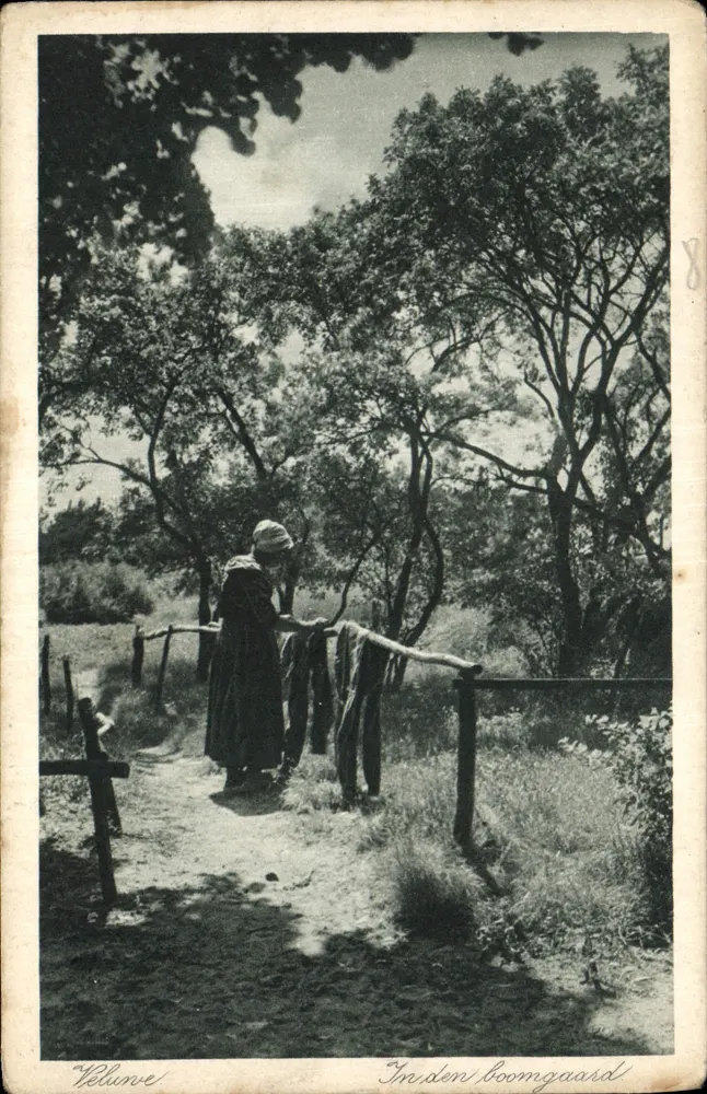 Mulher ao lado de um caminho em uma floresta — In den Boomgaard — Helune - Frente