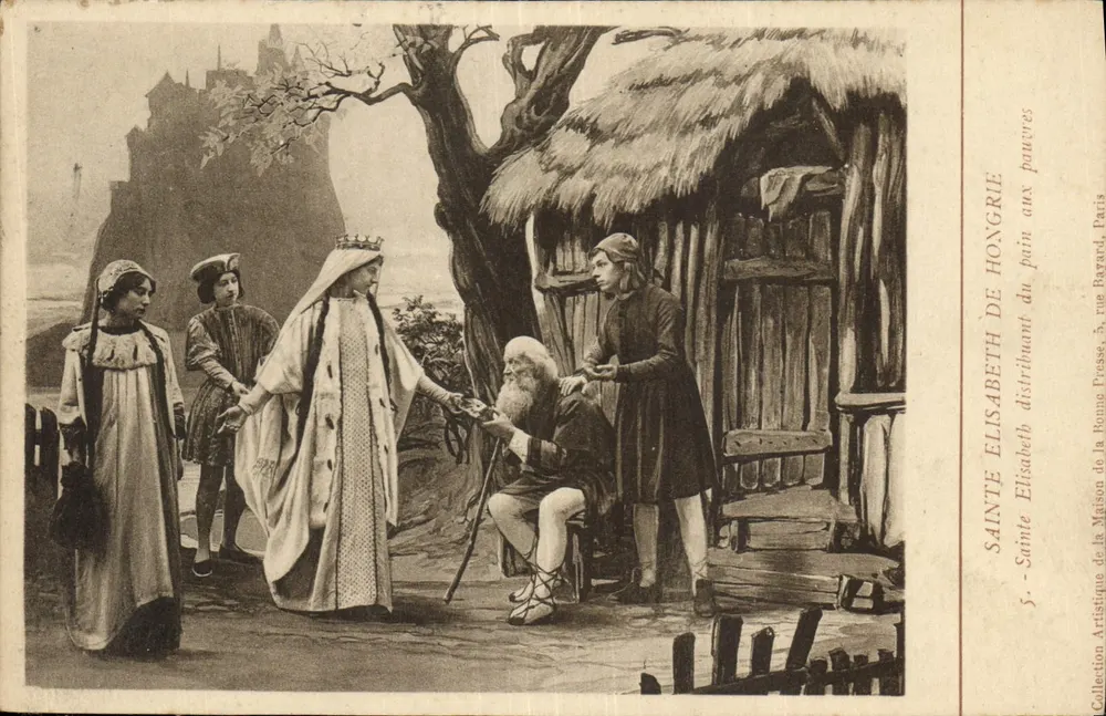 Santa Elisabeth da Hungria — distribuindo pão aos pobres — Maison Artistique de la Maison Prasse, Paris - Frente